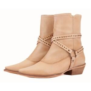 Vintage Foundry Womens Sophia Western Bootie US 8.5 EU 39 Tan Leather NIB